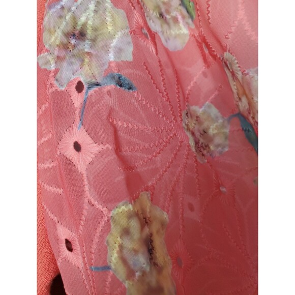 Siani Milano Orange Scalloped Neckline Mesh Lace Balloon Sleeve Sweater Size XL - Picture 3 of 7